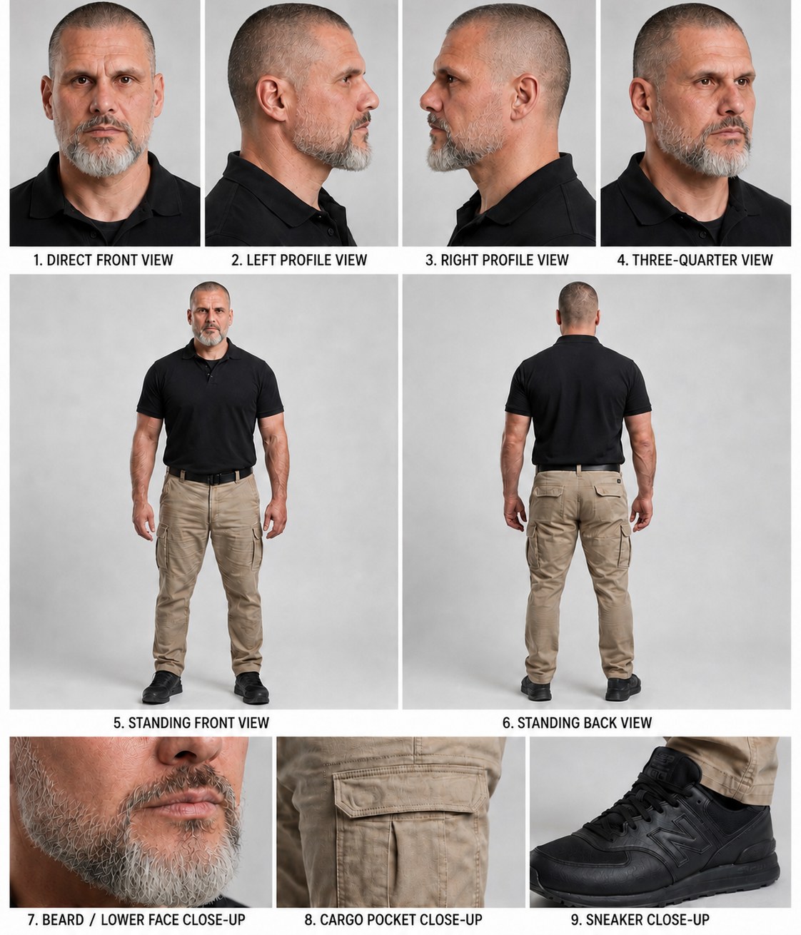 Luiz cropped character reference sheet