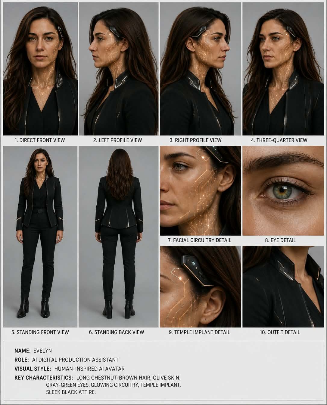 Evelyn cropped character reference sheet